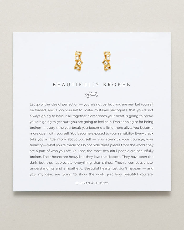 Bryan Anthonys Beautifully Broken Gold Huggie Earrings On Card