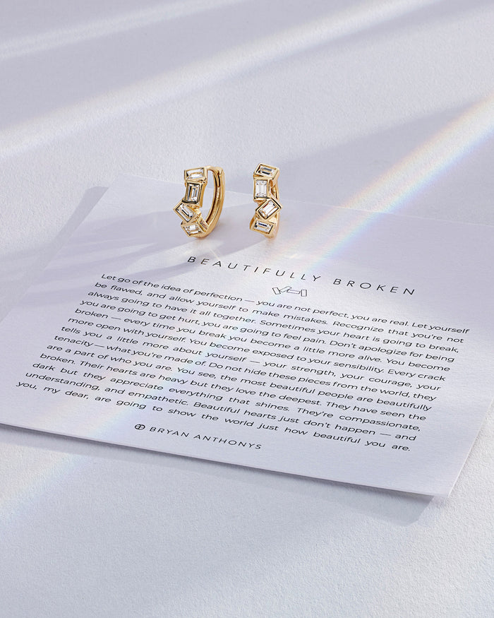 Bryan Anthonys Beautifully Broken Gold Huggie Earrings On Card Dynamic