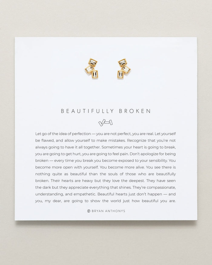 Bryan Anthonys Beautifully Broken Gold Stud Earrings On Card