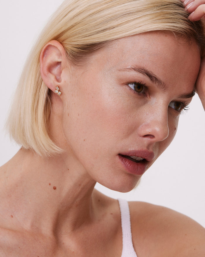 Bryan Anthonys Beautifully Broken Gold Stud Earrings On Model