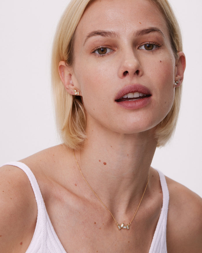 Bryan Anthonys Beautifully Broken Gold Stud Earrings On Model