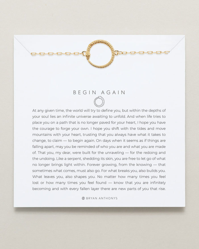Bryan Anthonys Begin Again Bracelet On Card In Gold