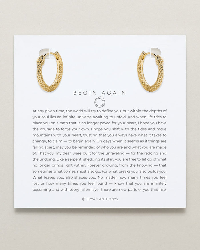 Bryan Anthonys Begin Again Midi Hoops Earrings In Gold On Meaning Card