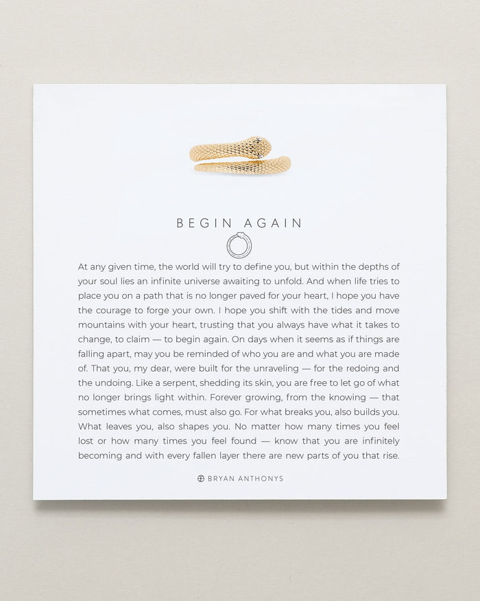 Bryan Anthonys Begin Again Snake Ring in Gold On Card