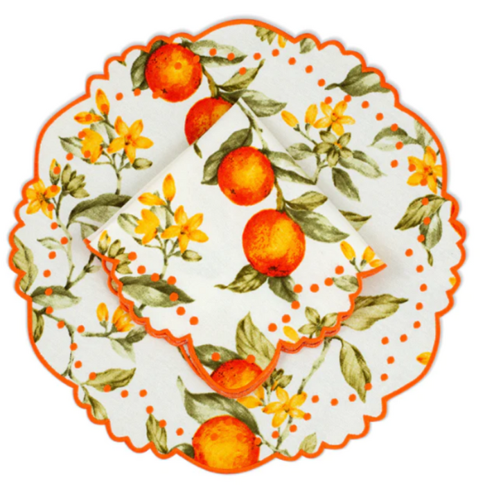 Citrus Embroidered Placemat & Napkin Set - The Well Appointed House
