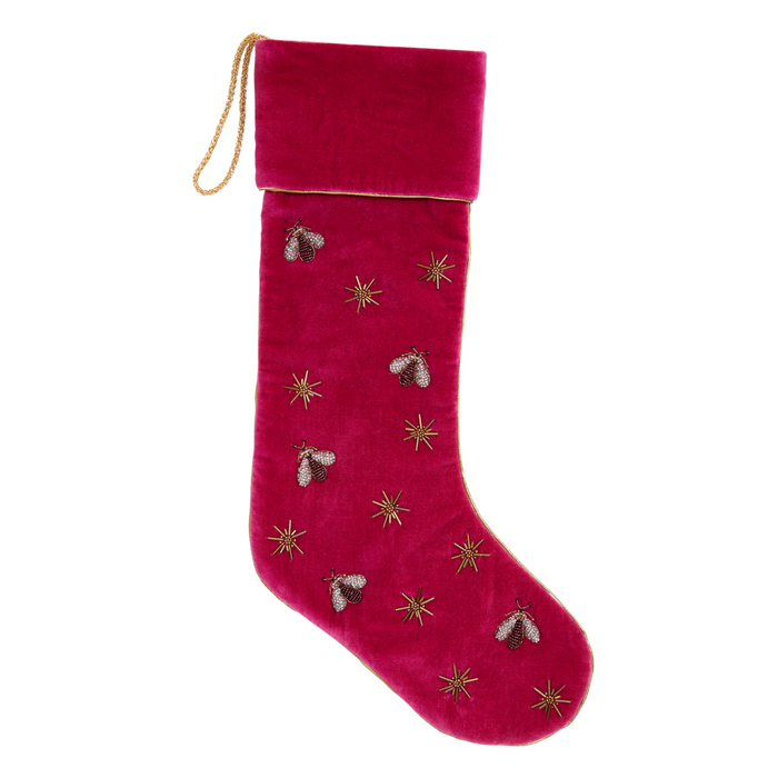 Sparkle Bee Stocking, Berry Pink - The Well Appointed House