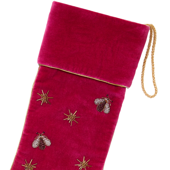 Sparkle Bee Stocking, Berry Pink - The Well Appointed House