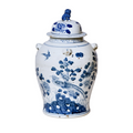 Bird and Flower Blue and White Porcelain Temple Jar - The Well Appointed House