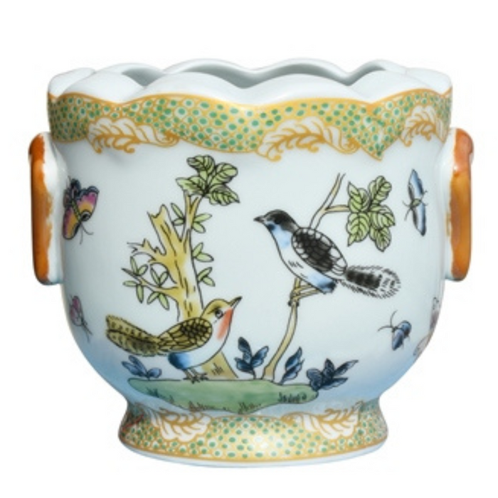 Bird and Flower Porcelain Cachepot