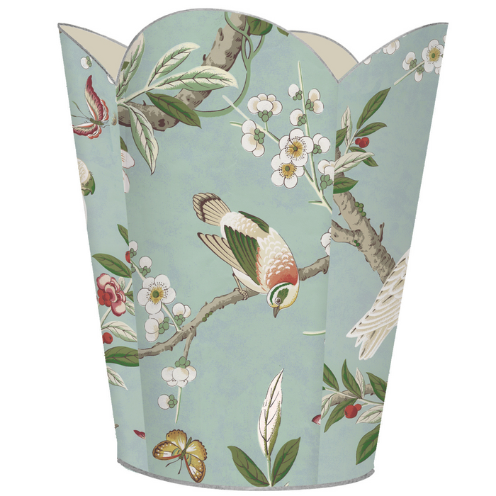 Birds & Bloom Wastepaper Basket and Optional Tissue Box Cover - Wastebasket - The Well Appointed House