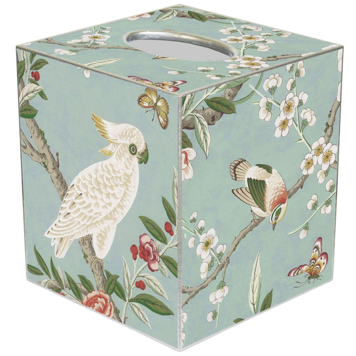 Birds & Bloom Wastepaper Basket and Optional Tissue Box Cover - Wastebasket - The Well Appointed House