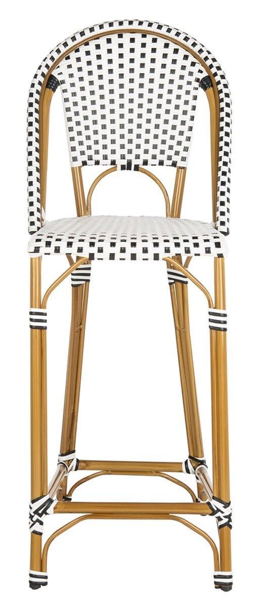 Black and White Riviera Outdoor Patio Bistro Bar Stool - Outdoor Bar & Counter Stools - The Well Appointed House