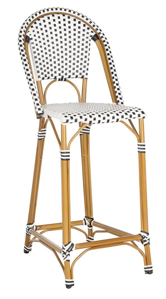 Black and White Riviera Outdoor Patio Bistro Bar Stool - Outdoor Bar & Counter Stools - The Well Appointed House
