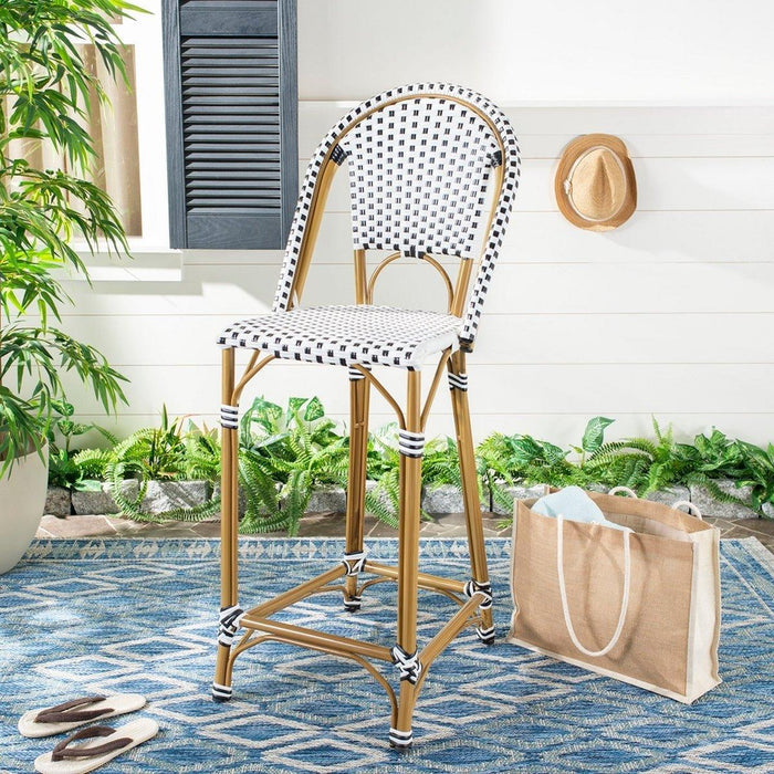 Black and White Riviera Outdoor Patio Bistro Bar Stool - Outdoor Bar & Counter Stools - The Well Appointed House