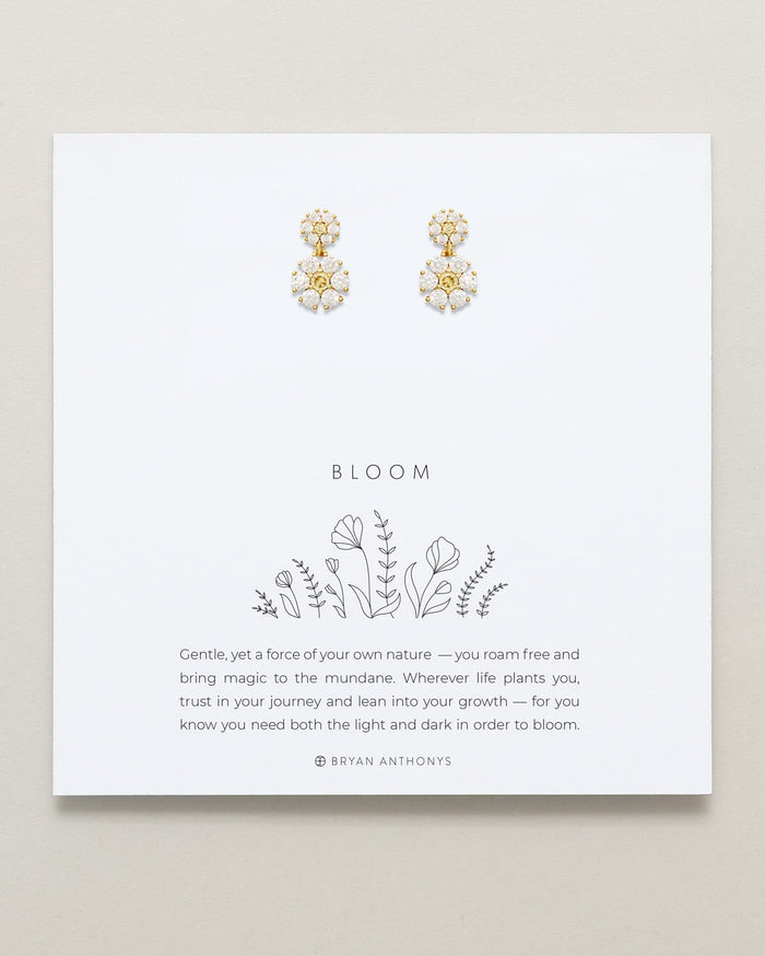 Bryan Anthonys Bloom Gold Drop Earrings On Card