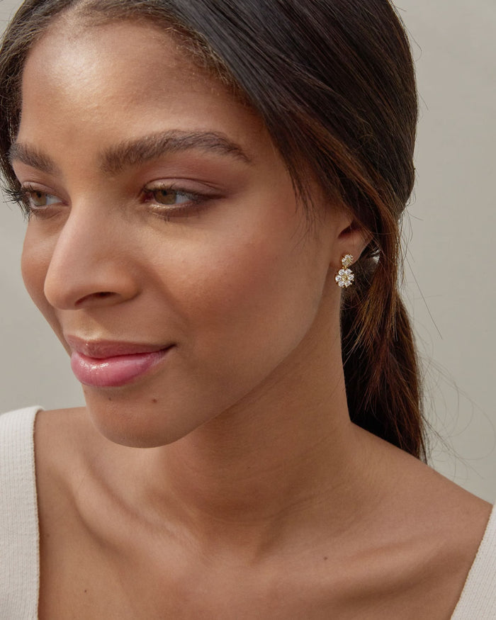 Bryan Anthonys Bloom Gold Drop Earrings On Model