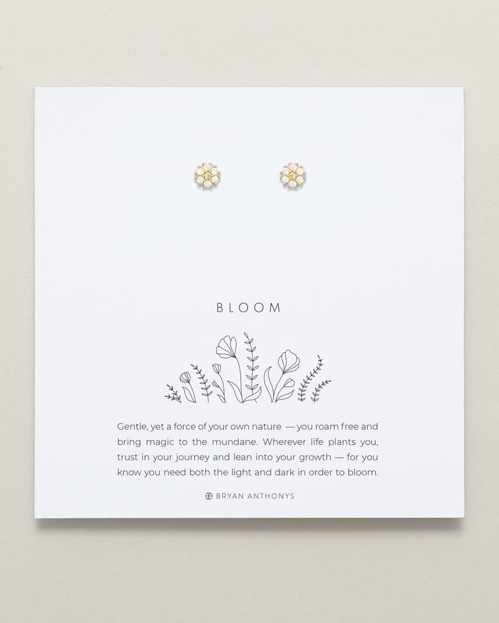 Bryan Anthonys Bloom Clear Gold Stud Earrings On Card