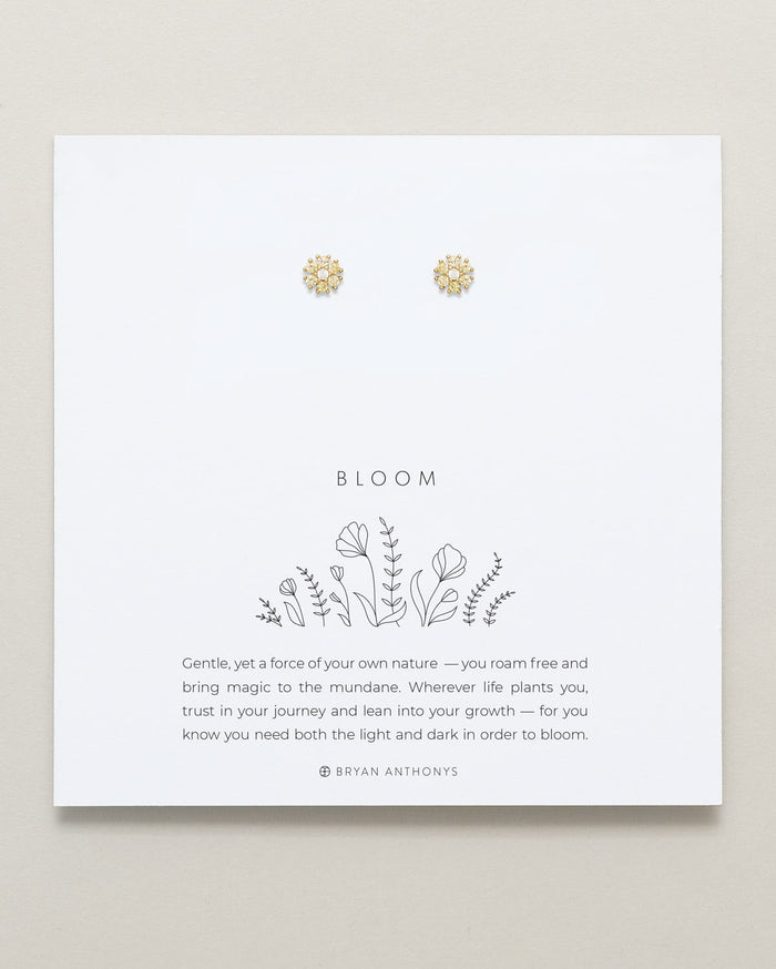 Bryan Anthonys Bloom Yellow Gold Stud Earrings On Card