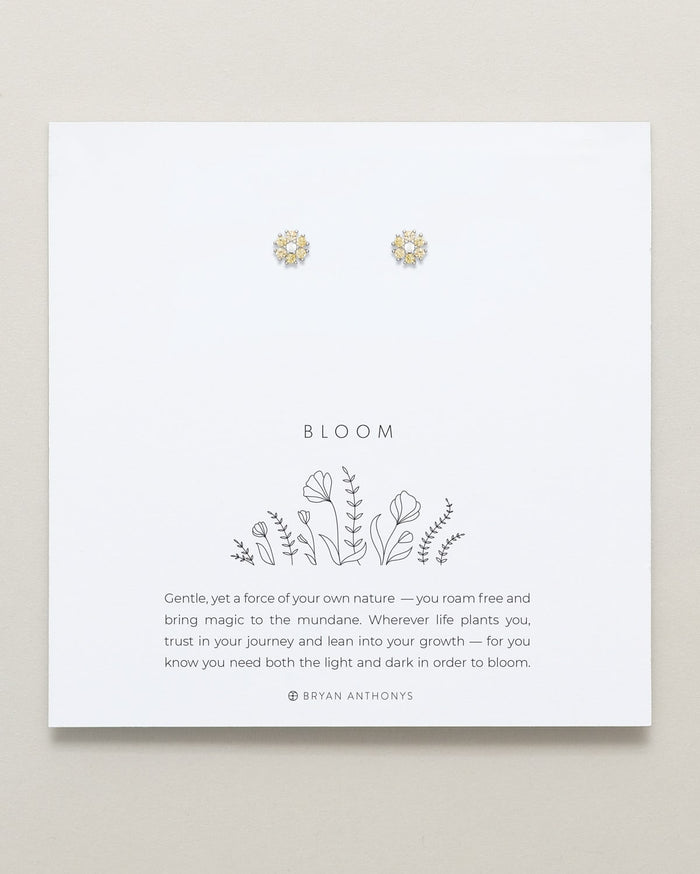Bryan Anthonys Bloom Yellow Silver Stud Earrings On Card