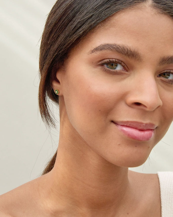 Bryan Anthonys Bloom Green Gold Stud Earrings On Model