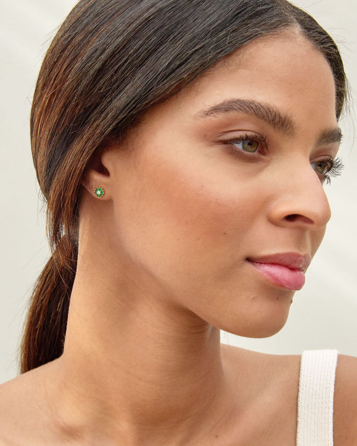 Bryan Anthonys Bloom Green Gold Stud Earrings On Model