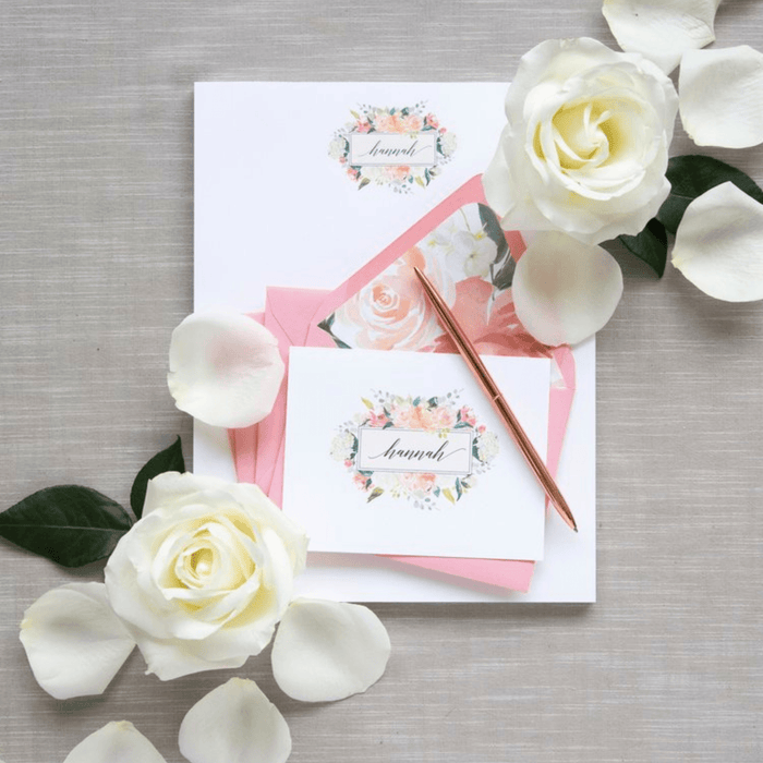 Blossom Bouquet Personalized Folded Notes - D42 - CR16 - Stationery - The Well Appointed House