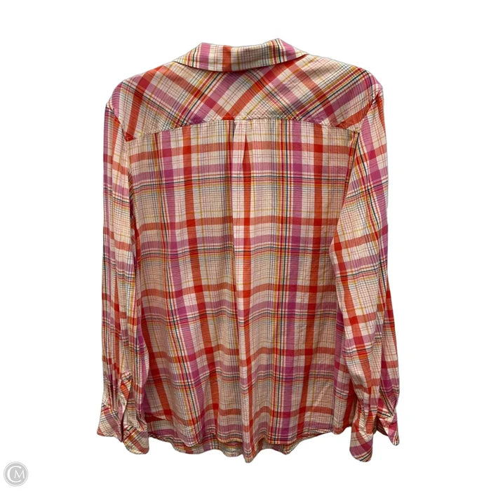 Blouse Long Sleeve By Talbots In Plaid Pattern, Size: Xl