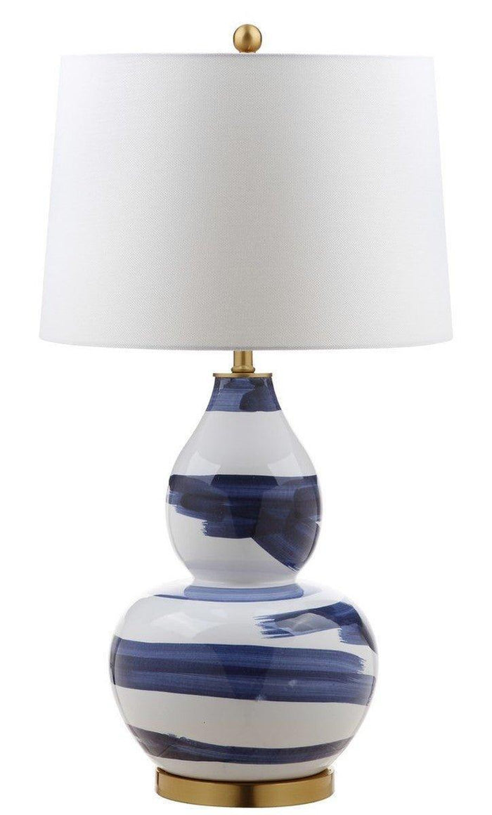 Blue and White Brushstroke Swirl Ceramic Table Lamp - Table Lamps - The Well Appointed House