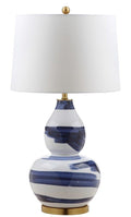 Blue and White Brushstroke Swirl Ceramic Table Lamp - Table Lamps - The Well Appointed House