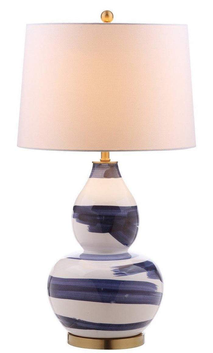 Blue and White Brushstroke Swirl Ceramic Table Lamp - Table Lamps - The Well Appointed House
