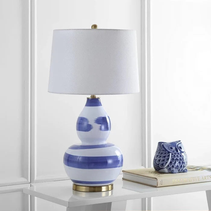 Blue and White Brushstroke Swirl Ceramic Table Lamp - Table Lamps - The Well Appointed House