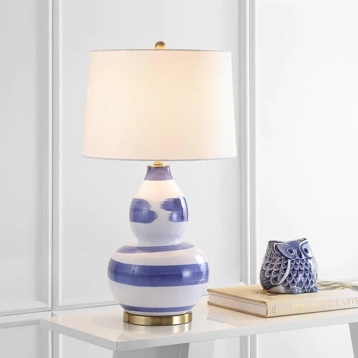 Blue and White Brushstroke Swirl Ceramic Table Lamp - Table Lamps - The Well Appointed House