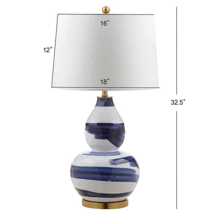 Blue and White Brushstroke Swirl Ceramic Table Lamp - Table Lamps - The Well Appointed House