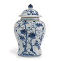 Blue and White Floral Temple Jar with Lid - Vases & Jars - The Well Appointed House