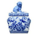 Blue and White Foo Dog Porcelain Jar - Vases & Jars - The Well Appointed House