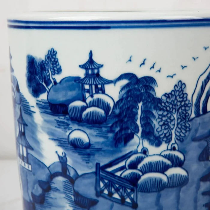 Blue and White Mountain Pagoda Orchid Porcelain Pot - Vases & Jars - The Well Appointed House