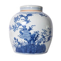 Blue And White Porcelain Four Season Plants Melon Jar - Vases & Jars - The Well Appointed House