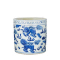 Blue And White Porcelain Orchid Pot Foo Dog Motif - Indoor Planters - The Well Appointed House