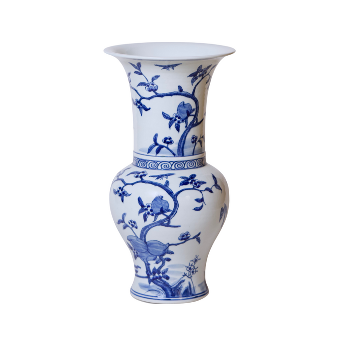 Blue and White Porcelain Pomegranates Baluster Vase - The Well Appointed House