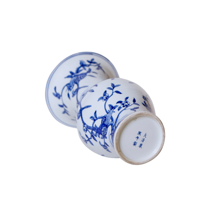 Blue and White Porcelain Pomegranates Baluster Vase - The Well Appointed House