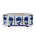 Blue and White Scallop Planter with Aster Pattern and Brass Feet - Indoor Planters - The Well Appointed House