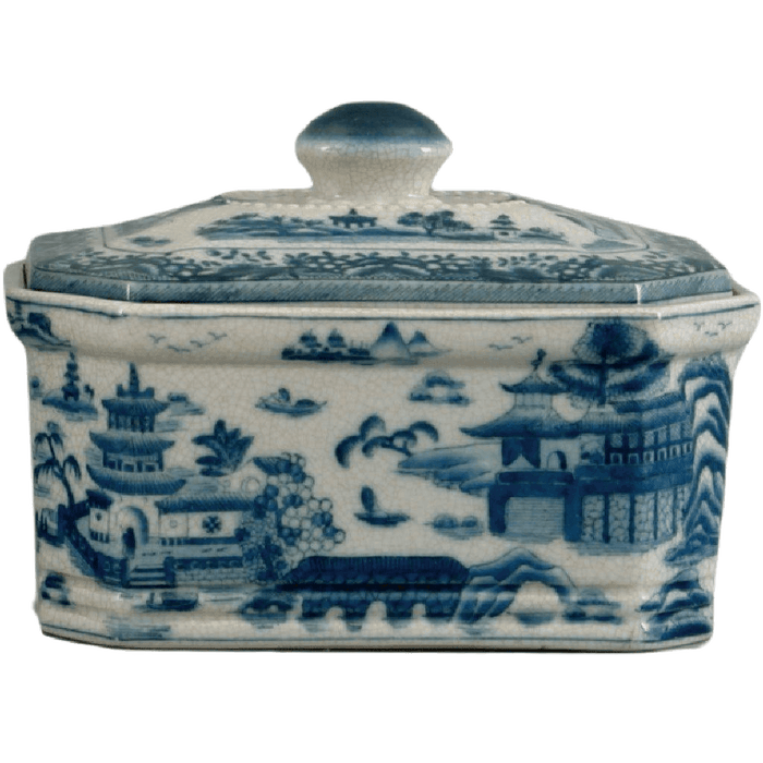 Blue and White Willow Porcelain Covered Box - Decorative Boxes - The Well Appointed House