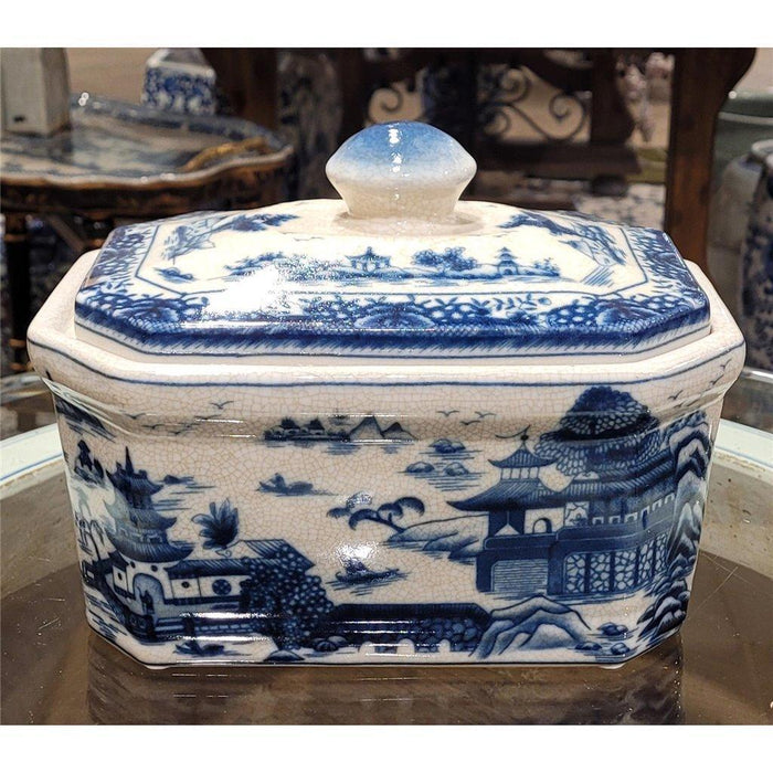 Blue and White Willow Porcelain Covered Box - Decorative Boxes - The Well Appointed House