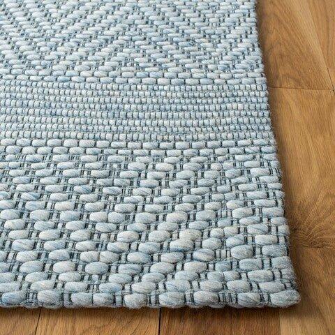 Blue Chevron & Stripe Patterned Area Rug - Rugs - The Well Appointed House
