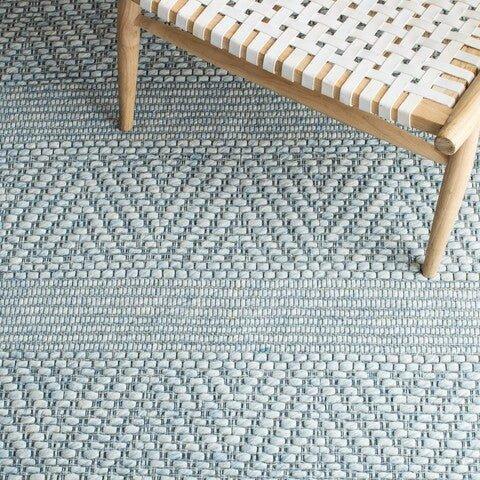 Blue Chevron & Stripe Patterned Area Rug - Rugs - The Well Appointed House