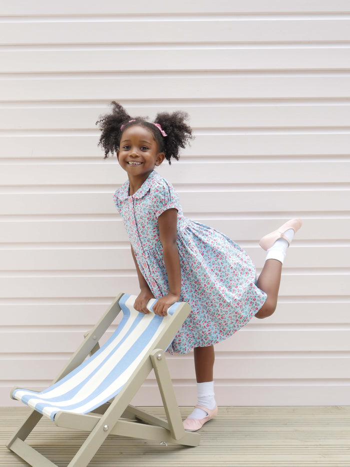 Blue Floral Button Front Dress - The Well Appointed House