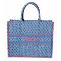 Blue & Fuchsia Pink Handmade Beaded Floral Tote - The Well Appointed House