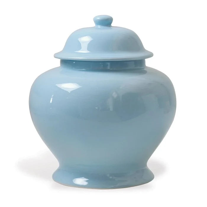 Blue Glaze Short Porcelain Lidded Ginger Jar - Vases & Jars - The Well Appointed House