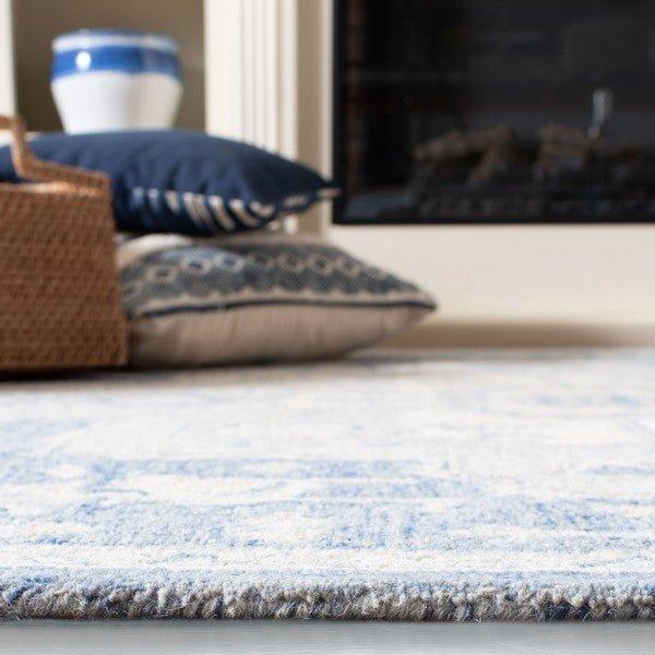 Blue & Ivory Traditional Hand Woven Wool Area Rug - Rugs - The Well Appointed House