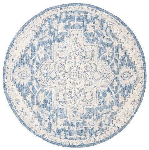 Blue & Ivory Traditional Hand Woven Wool Area Rug - Rugs - The Well Appointed House